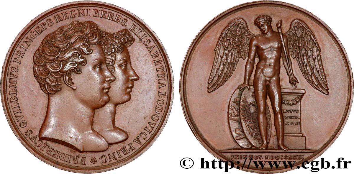 ALLEMAGNE - ROYAUME DE PRUSSE - FRÉDÉRIC-GUILLAUME IV Médaille, Mariage de Frédéric Guillaume de Prusse et Elisabeth Louise de Bavière SUP