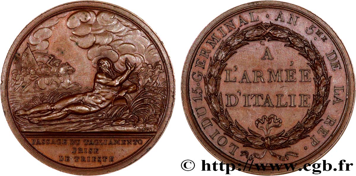 DIRECTOIRE Médaille, Passage du Tagliamento, Prise de Trieste, refrappe AU