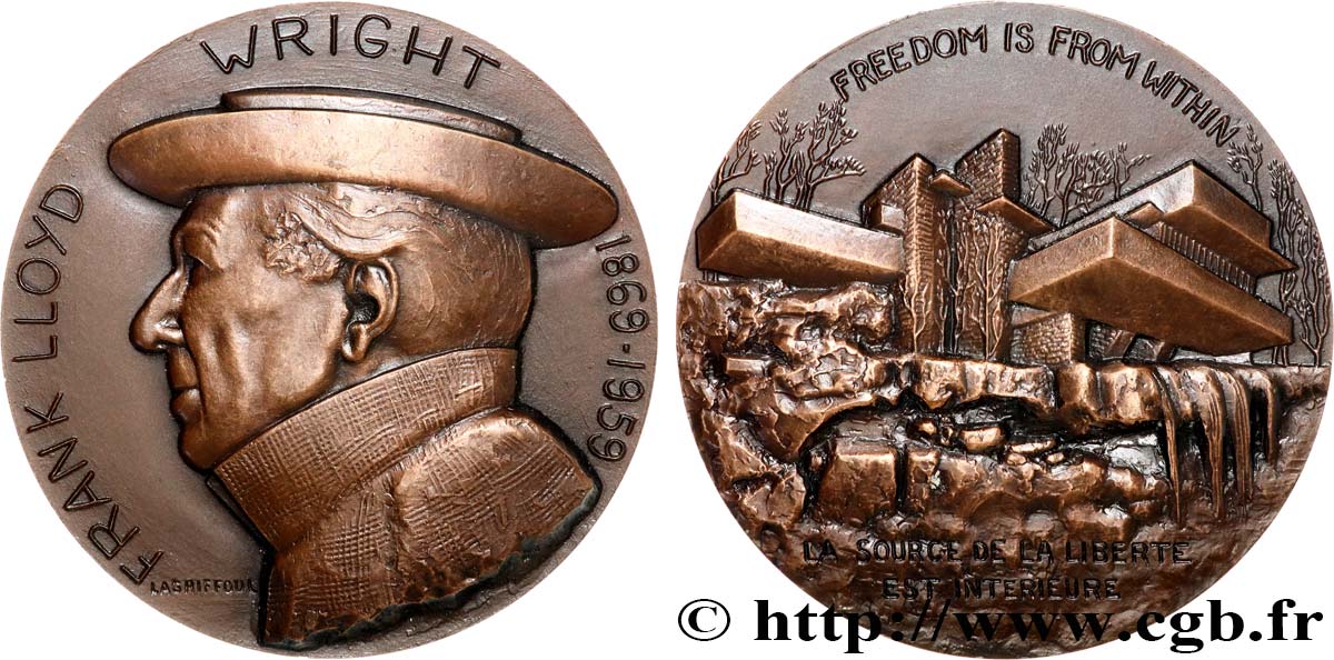 PERSONNAGES CÉLÈBRES Médaille, Frank Lloyd Wright, Fallingwater SUP