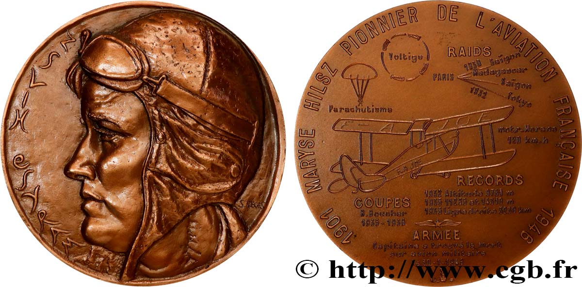 AÉRONAUTIQUE - AVIATION : AVIATEURS & AVIONS Médaille, Maryse Hilsz SUP