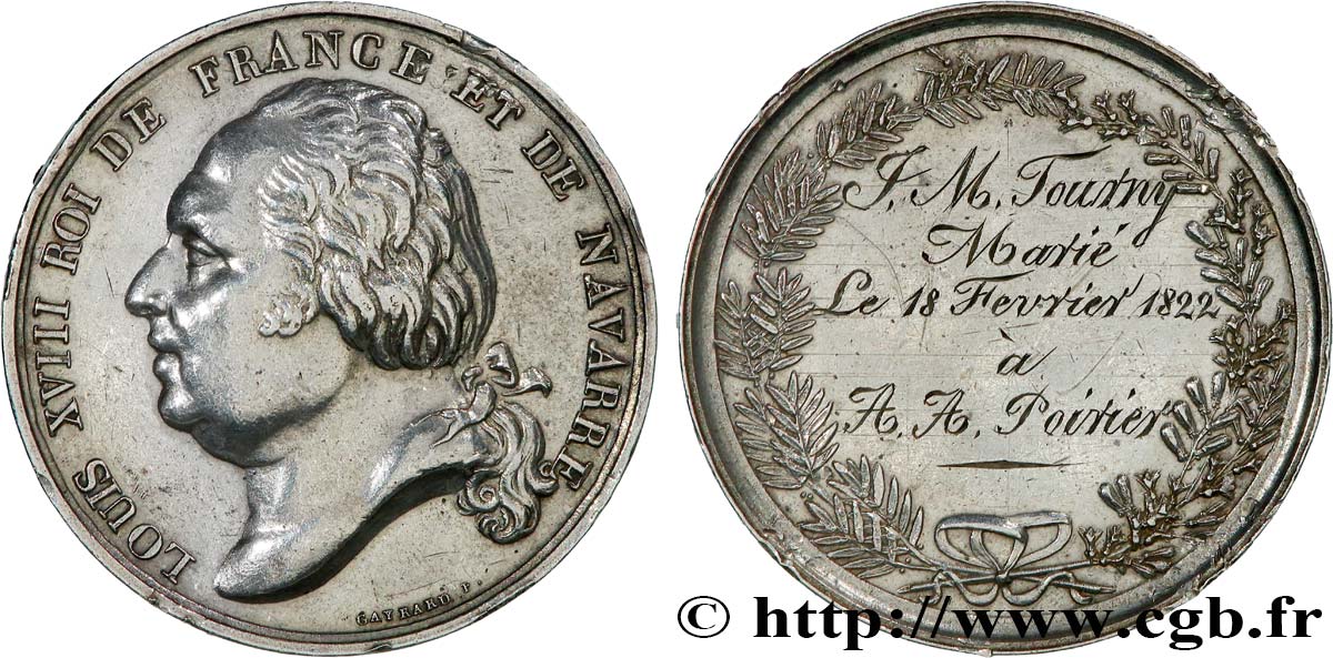 LUDWIG XVIII Médaille de mariage, Louis XVIII fSS
