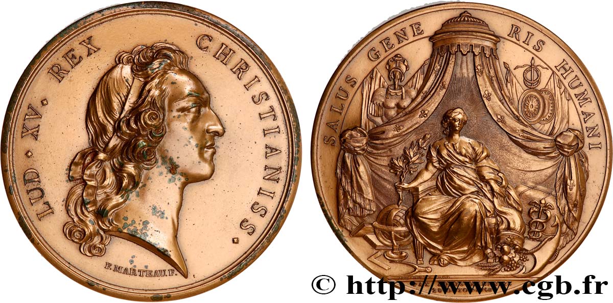 LOUIS XV THE BELOVED Médaille, Paix d’Aix-la-Chapelle, refrappe AU
