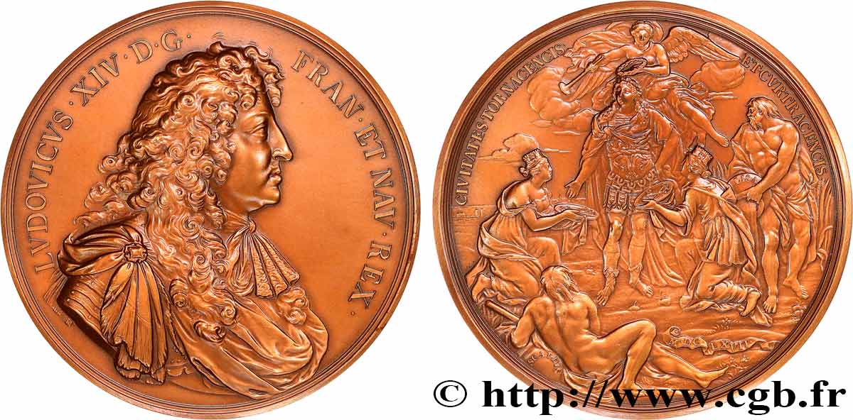 LOUIS XIV  THE SUN KING  Médaille, Prise de Tournai et de Courtrai, refrappe VZ