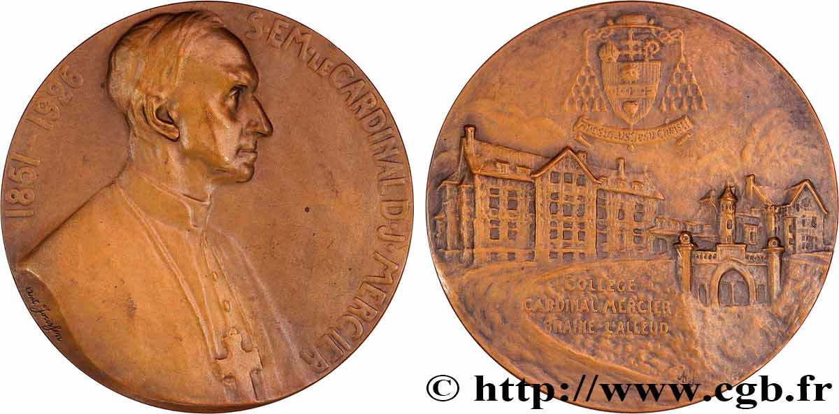 BELGIEN - KÖNIGREICH BELGIEN - ALBERT I. Médaille, construction du collège Cardinal Mercier fVZ