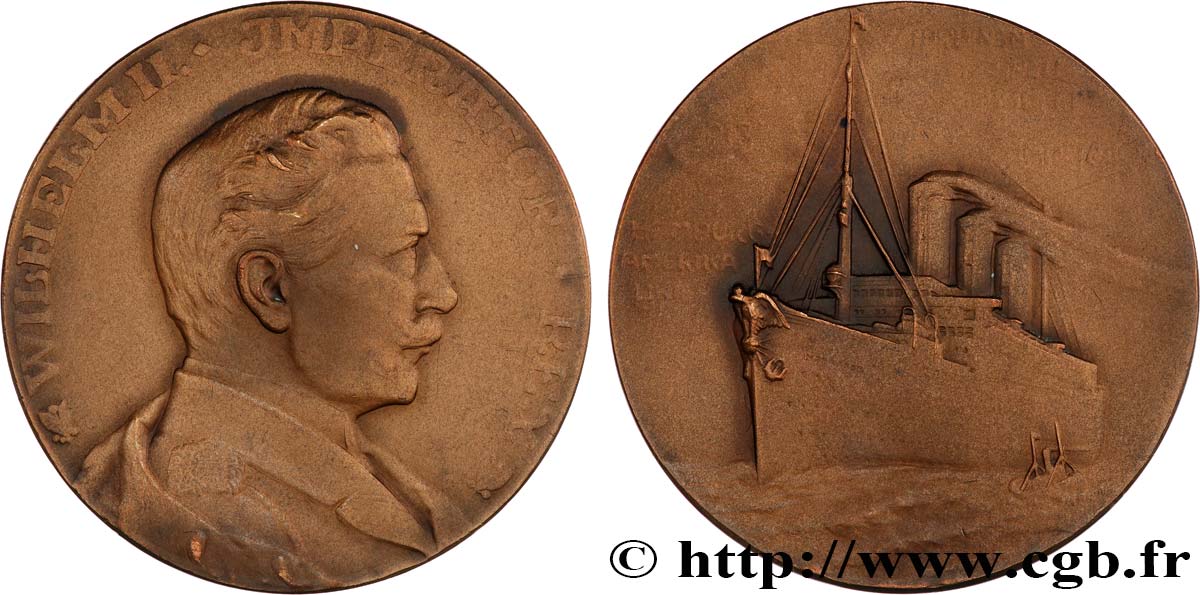 ALLEMAGNE - ROYAUME DE PRUSSE - GUILLAUME II Médaille, Hamburg America Line  TTB