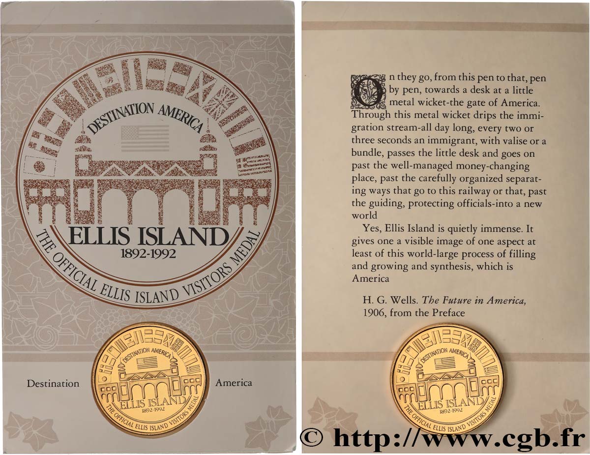 UNITED STATES OF AMERICA Médaille, Ellis Island AU