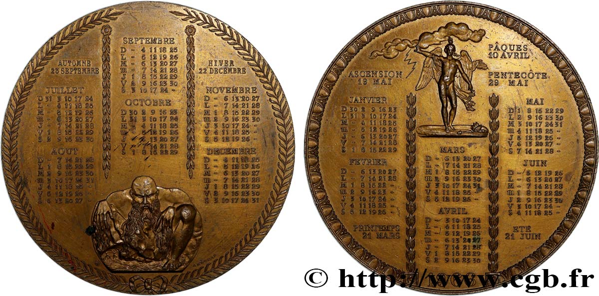 V REPUBLIC Médaille calendrier de l’année 1966 XF