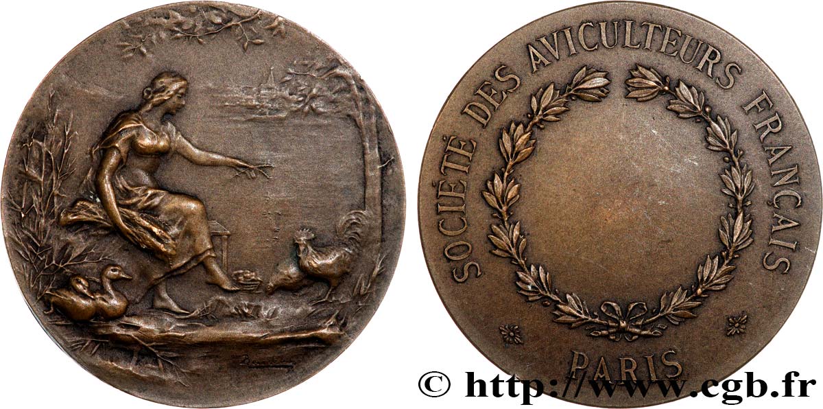 SOCIÉTÉS D AGRICULTURE, HORTICULTURE, PÈCHE ET CHASSE Médaille, Société des aviculteurs français XF