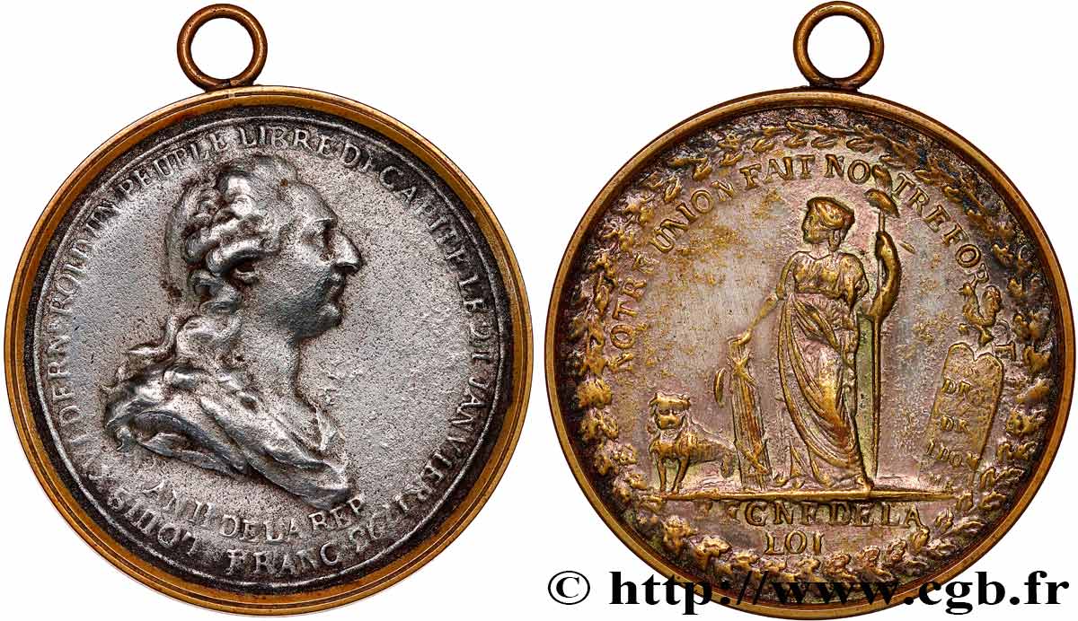 THE CONVENTION Médaille de Palloy, Louis XVI, L’union fait la force XF