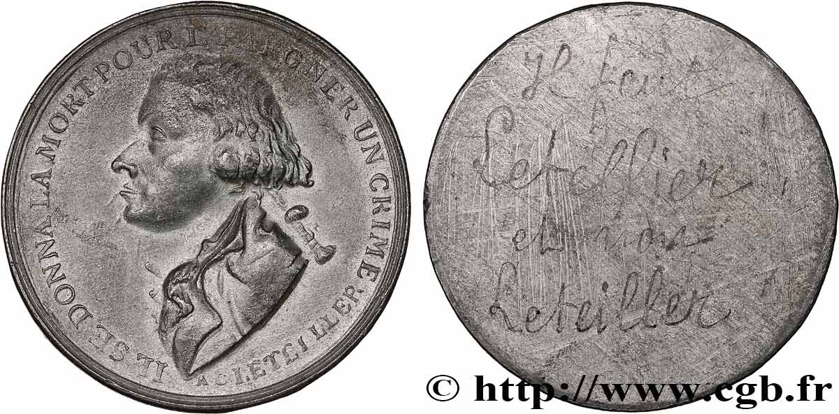 NATIONALKONVENT Médaille de Palloy, Adrien Tellier, tirage uniface de l’avers fVZ