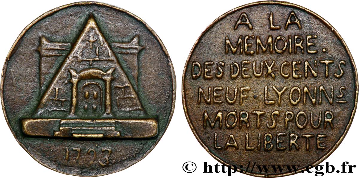 THE CONVENTION Médaille, A la mémoire des deux cents neuf lyonnais AU