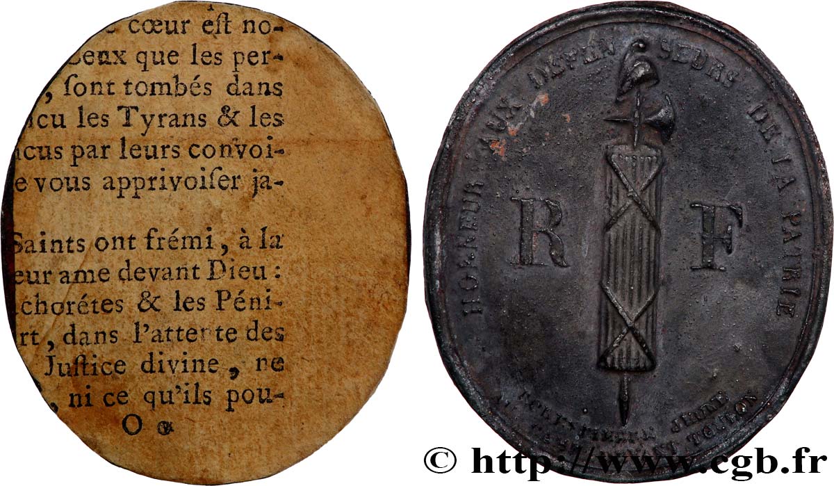THE CONVENTION Médaille, Maximilien Robespierre, tirage uniface du revers AU