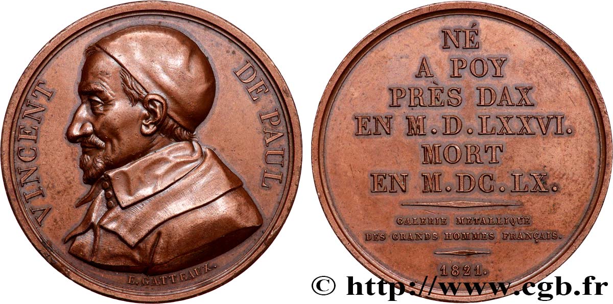 GALERIE MÉTALLIQUE DES GRANDS HOMMES FRANÇAIS Médaille, Saint-Vincent-de-Paul TTB+