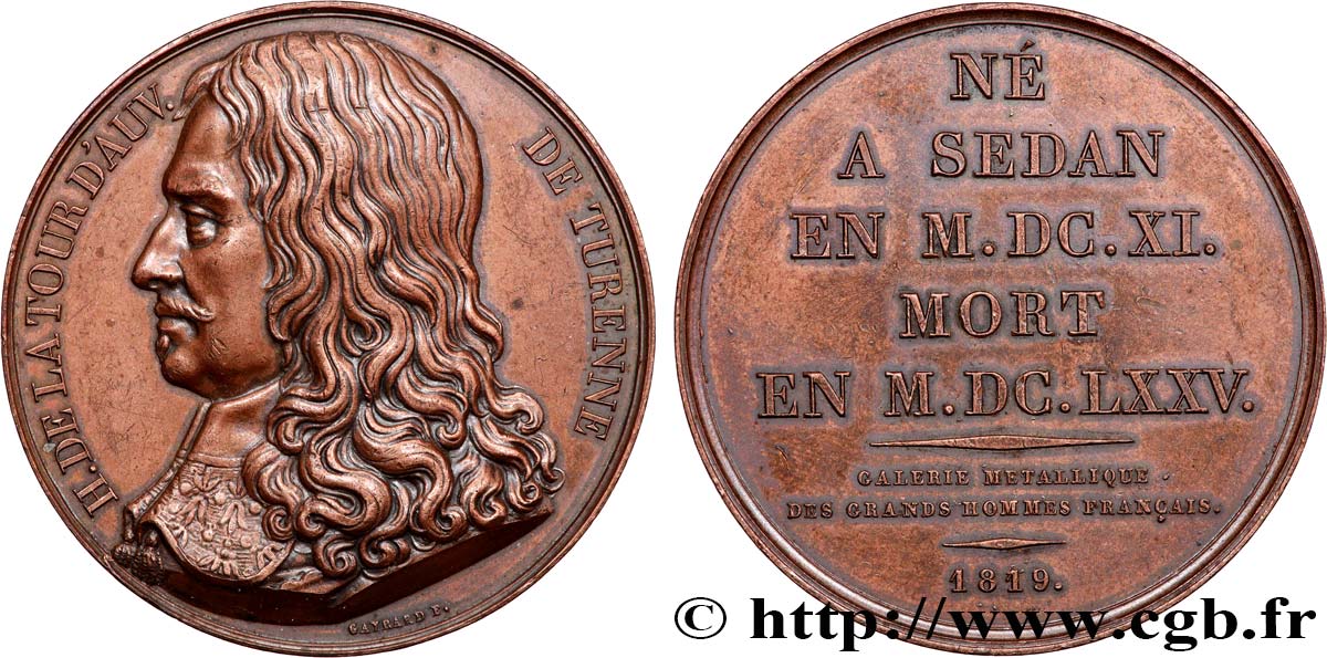 GALERIE MÉTALLIQUE DES GRANDS HOMMES FRANÇAIS Médaille, Henri de la Tour d’Auvergne, Vicomte de Turenne TTB+