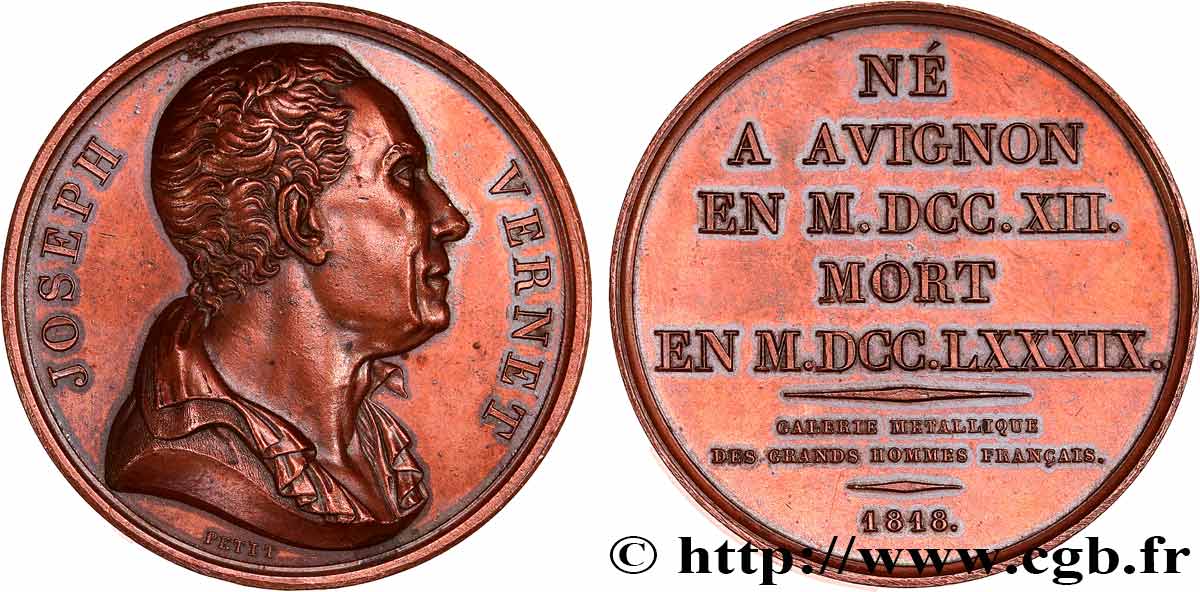 GALERIE MÉTALLIQUE DES GRANDS HOMMES FRANÇAIS Médaille, Joseph Vernet AU