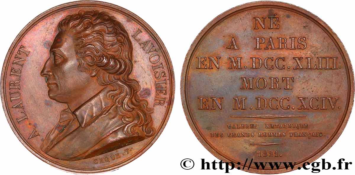 GALERIE MÉTALLIQUE DES GRANDS HOMMES FRANÇAIS Médaille, Antoine Lavoisier VZ
