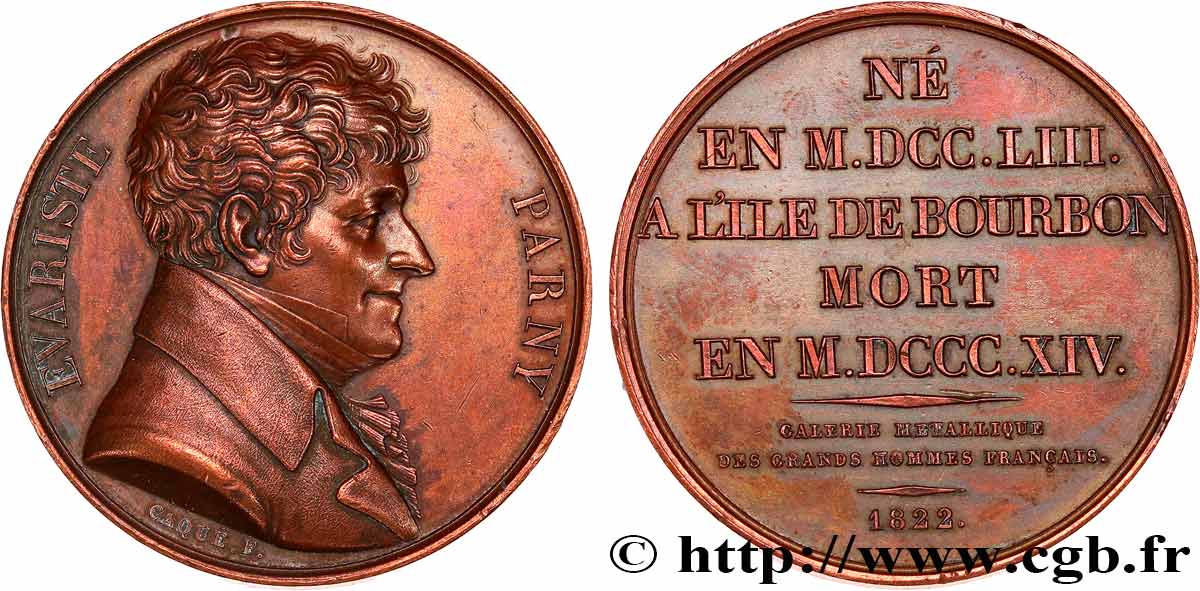 METALLIC GALLERY OF THE GREAT MEN FRENCH Médaille, Évariste de Parny AU