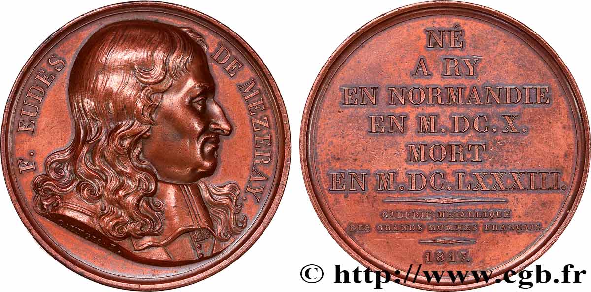 METALLIC GALLERY OF THE GREAT MEN FRENCH Médaille, François Eudes, sieur de Mézeray AU