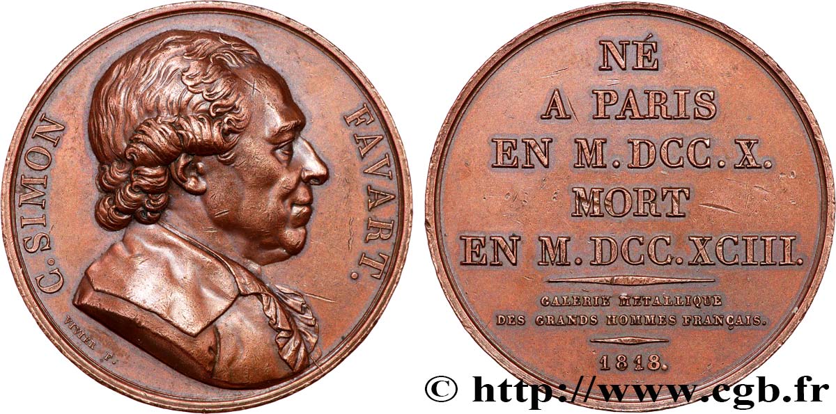 GALERIE MÉTALLIQUE DES GRANDS HOMMES FRANÇAIS Médaille, Charles-Simon Favart fVZ