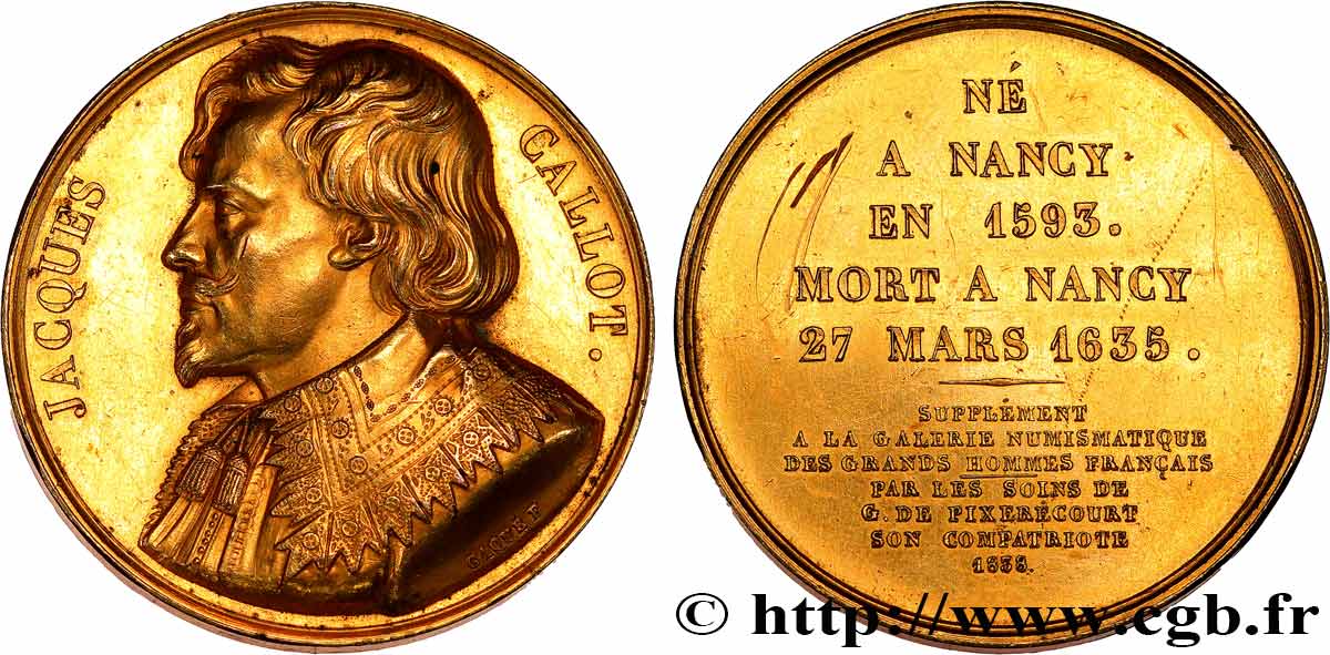 GALERIE MÉTALLIQUE DES GRANDS HOMMES FRANÇAIS Médaille, Jacques Callot TTB+
