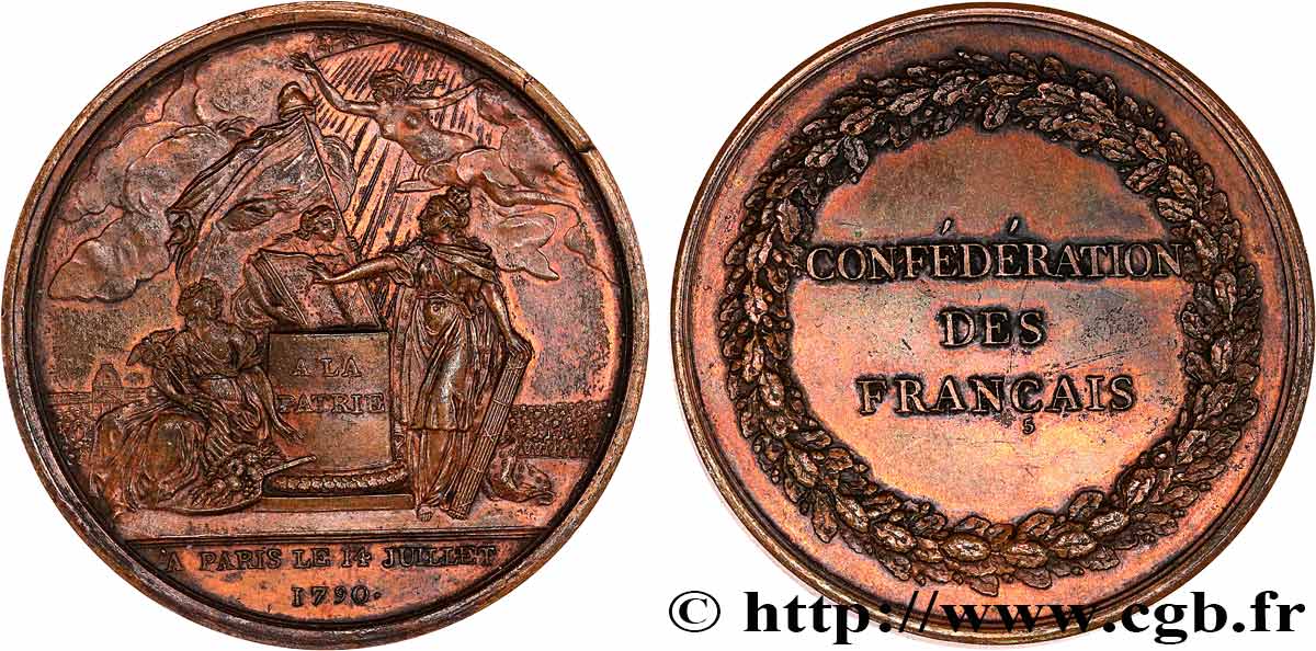 FRENCH CONSTITUTION Médaille, Confédération des Français, refrappe AU