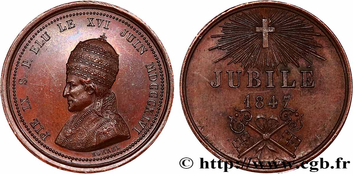ITALIA - ESTADOS PONTIFICOS - PIE IX (Giovanni Maria Mastai Ferrettii) Médaille de Jubilé EBC