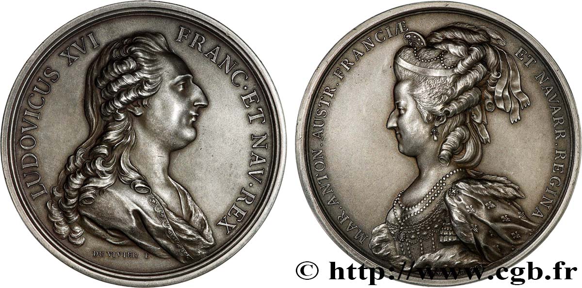 LOUIS XVI Médaille, Louis XVI et Marie-Antoinette, refrappe moderne SUP
