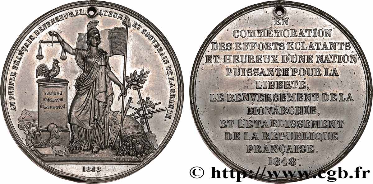 SECONDA REPUBBLICA FRANCESE Médaille, Commémoration des efforts éclatants q.SPL