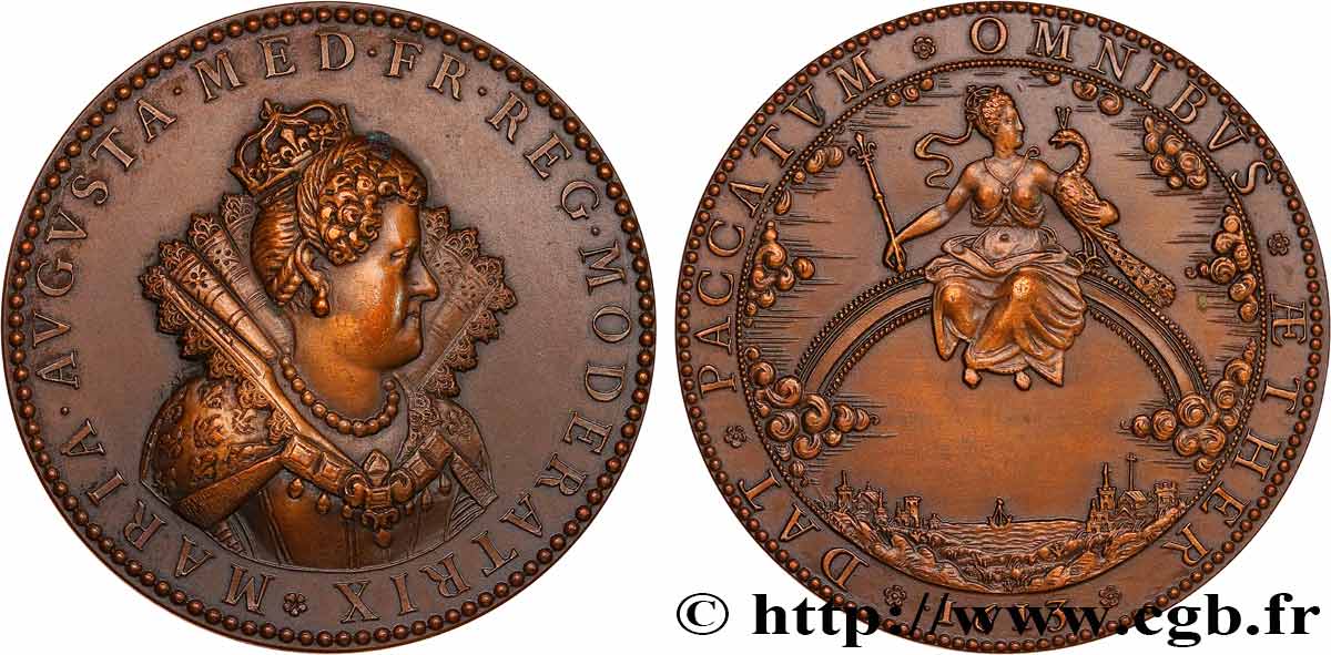 MARIE DE MÉDICIS Médaille, Marie de Médicis, régente, refrappe fVZ