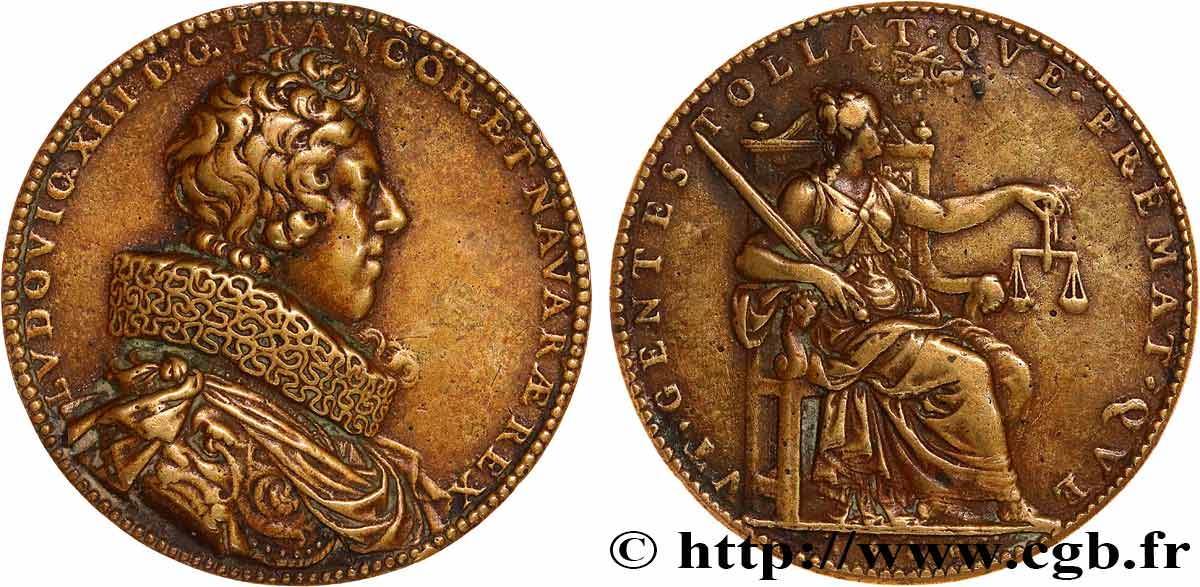 LOUIS XIII  Médaille, Louis XIII, Élévation des nations, frappe postérieure MBC