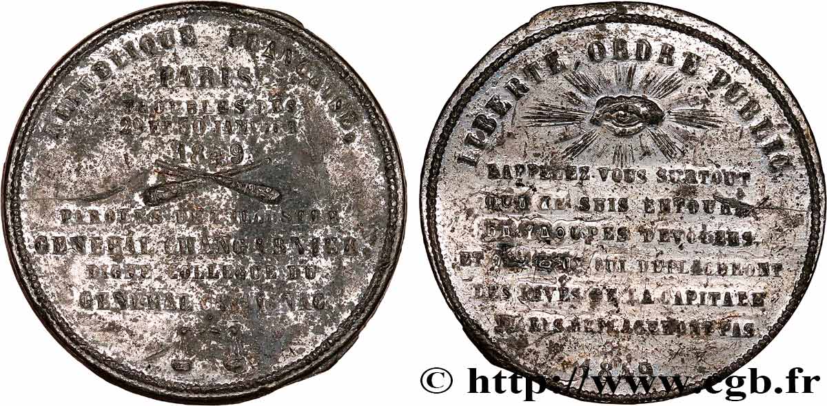 DEUXIÈME RÉPUBLIQUE Médaille, Troubles de 1849 BB