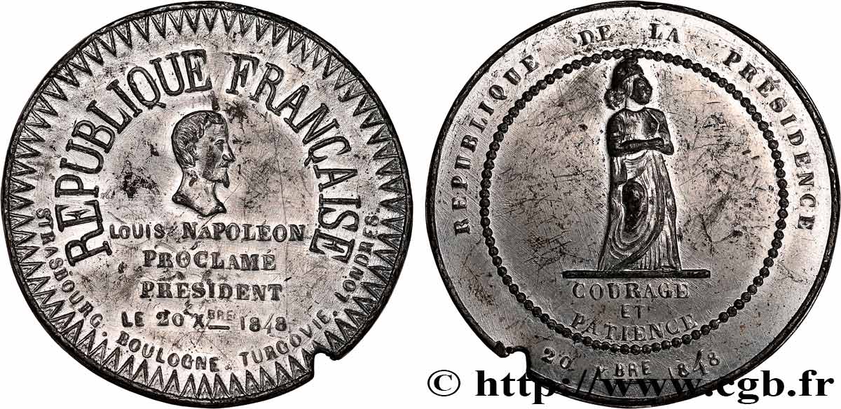 DEUXIÈME RÉPUBLIQUE Médaille, Election de Louis-Napoléon Bonaparte XF