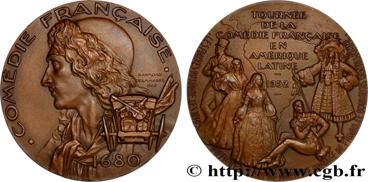 QUARTA REPUBBLICA FRANCESE Médaille, Comédie Française,Tournée en Amérique Latine SPL