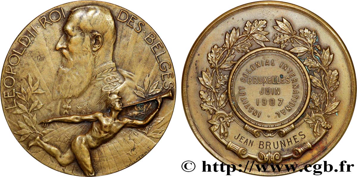 BELGIQUE - ROYAUME DE BELGIQUE - LÉOPOLD II Médaille, Institut colonial international XF