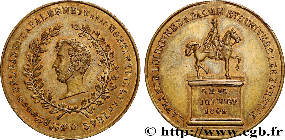 LUDWIG PHILIPP I Médaille pour la mort de Ferdinand Philippe, Duc d’Orléans SS