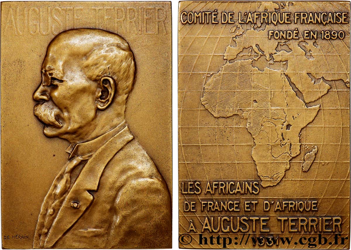 AFRIQUE FRANÇAISE Plaquette, Auguste Terrier, Comité de l’Afrique Française TTB+