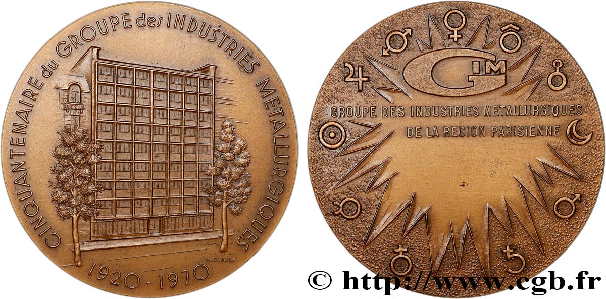 FUNFTE FRANZOSISCHE REPUBLIK Médaille, Cinquantenaire du groupe des industries métallurgiques VZ