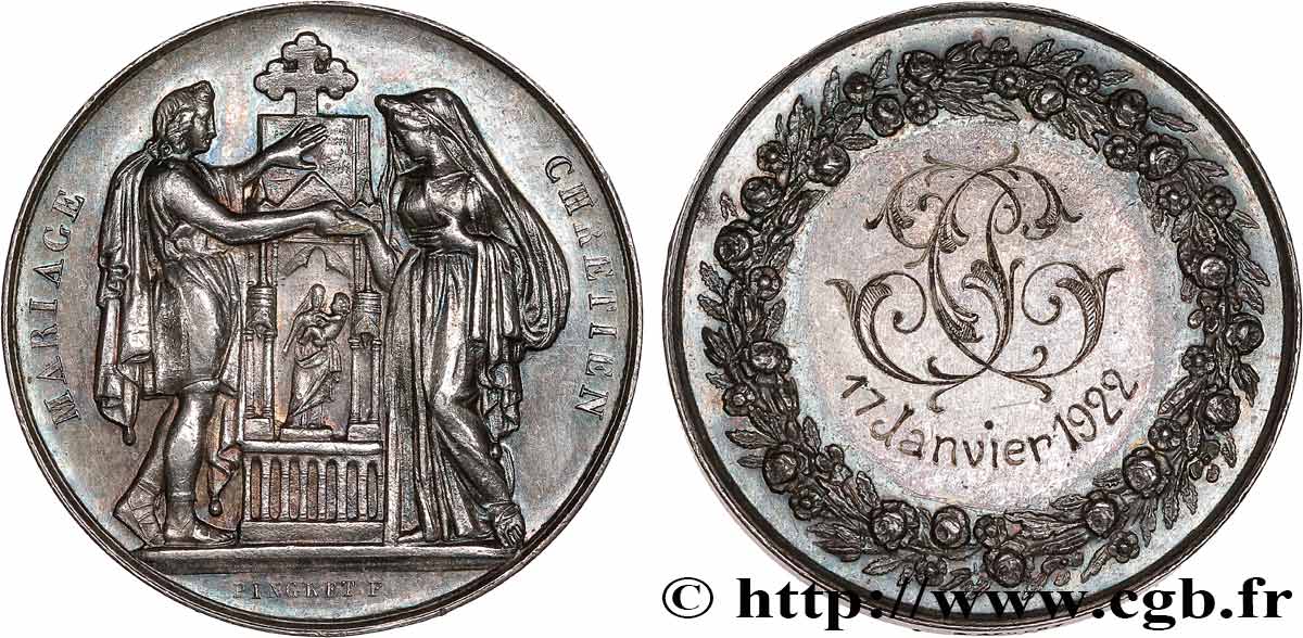 AMOUR ET MARIAGE Médaille, Mariage chrétien TTB+