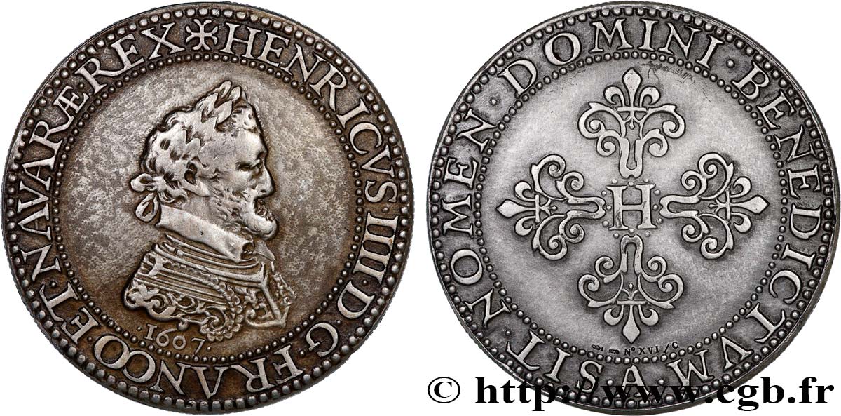 HENRY IV Médaille, Piéfort du Franc de Henri IV, reproduction AU