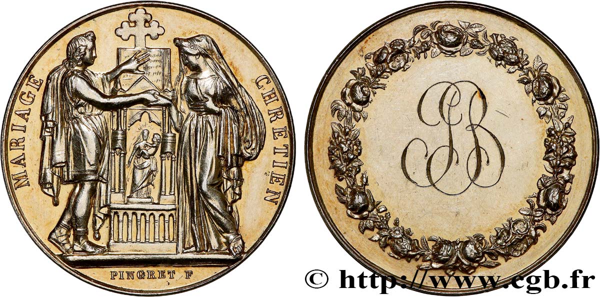 AMOUR ET MARIAGE Médaille, Mariage chrétien TTB+