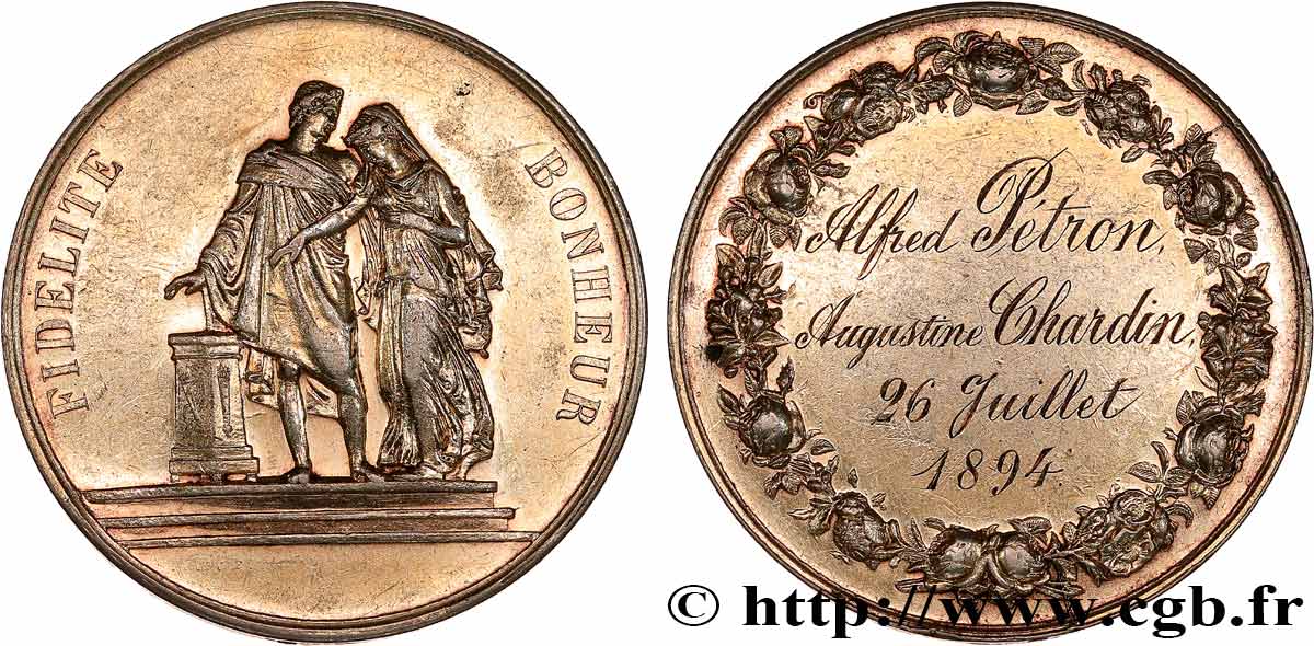 AMOUR ET MARIAGE Médaille de mariage, Fidélité et Bonheur SS