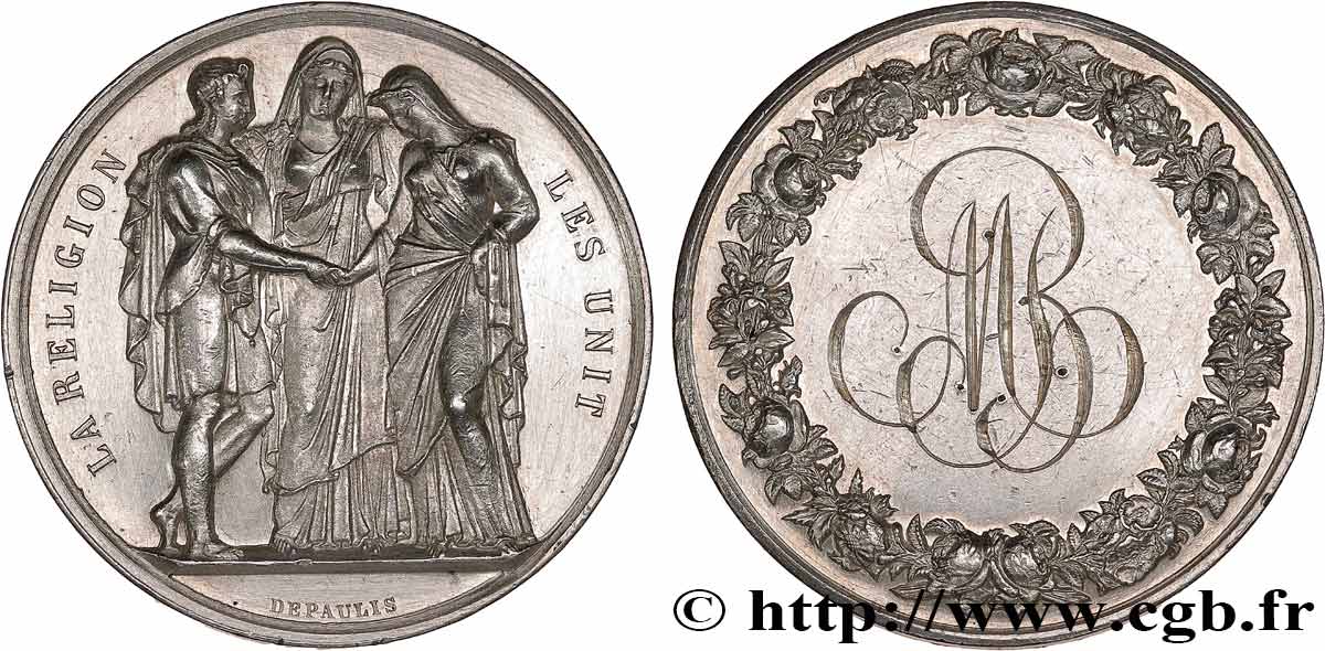 AMOUR ET MARIAGE Médaille de mariage, La Religion les unit TTB+