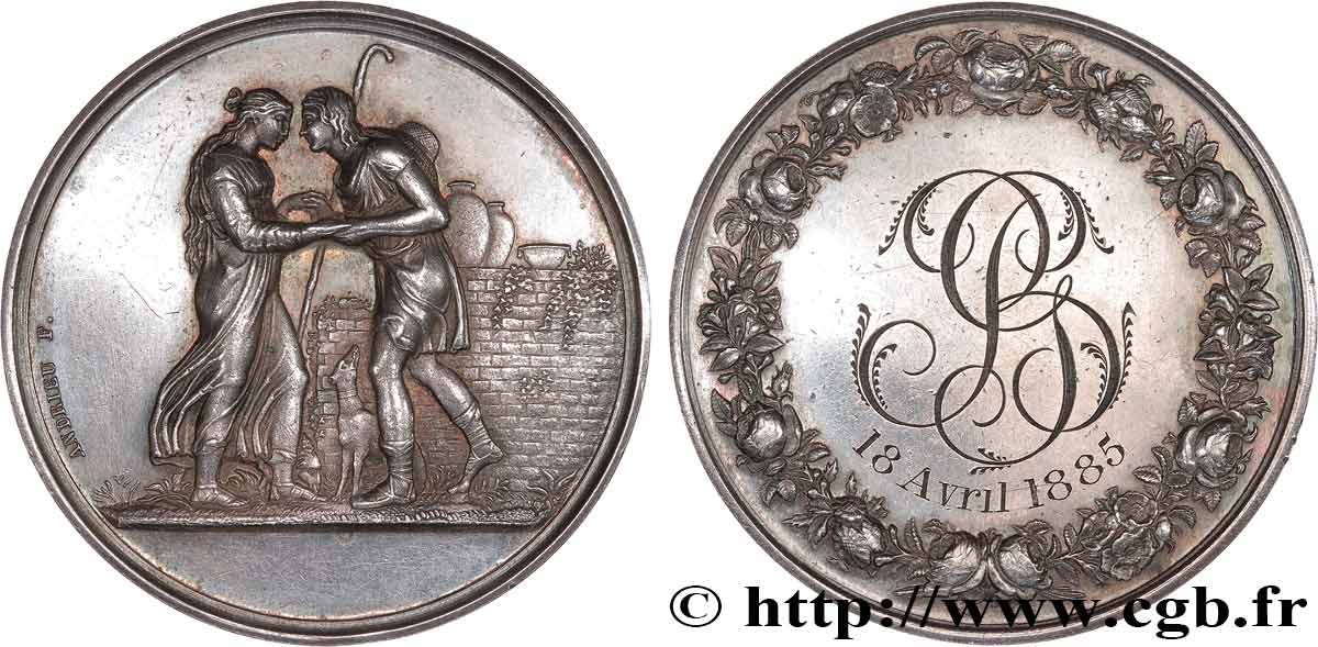 LOVE AND MARRIAGE Médaille de mariage, Jacob et Rachel, Stéphanie Napoléon et le Prince Louis de Bade XF