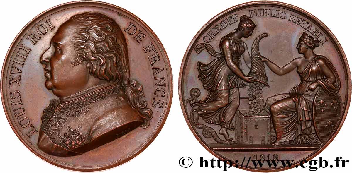 LUIGI XVIII Médaille, Crédit public rétabli q.SPL