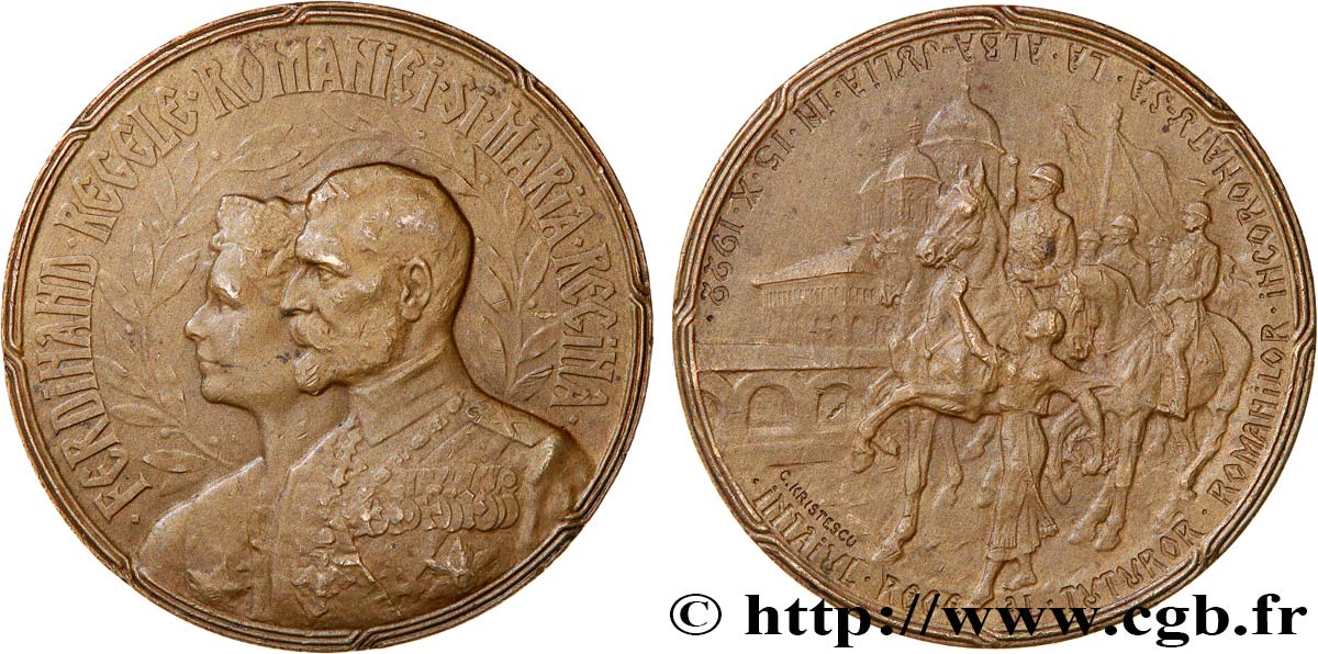 ROMANIA - FERDINAND I Médaille, Couronnement de Ferdinand Ier XF