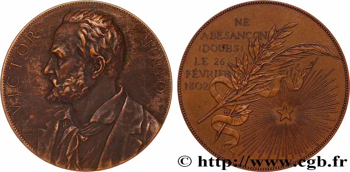 LITTÉRATURE : ÉCRIVAINS/ÉCRIVAINES - POÈTES Médaille, Souvenir du centenaire de Victor Hugo, refrappe TTB+