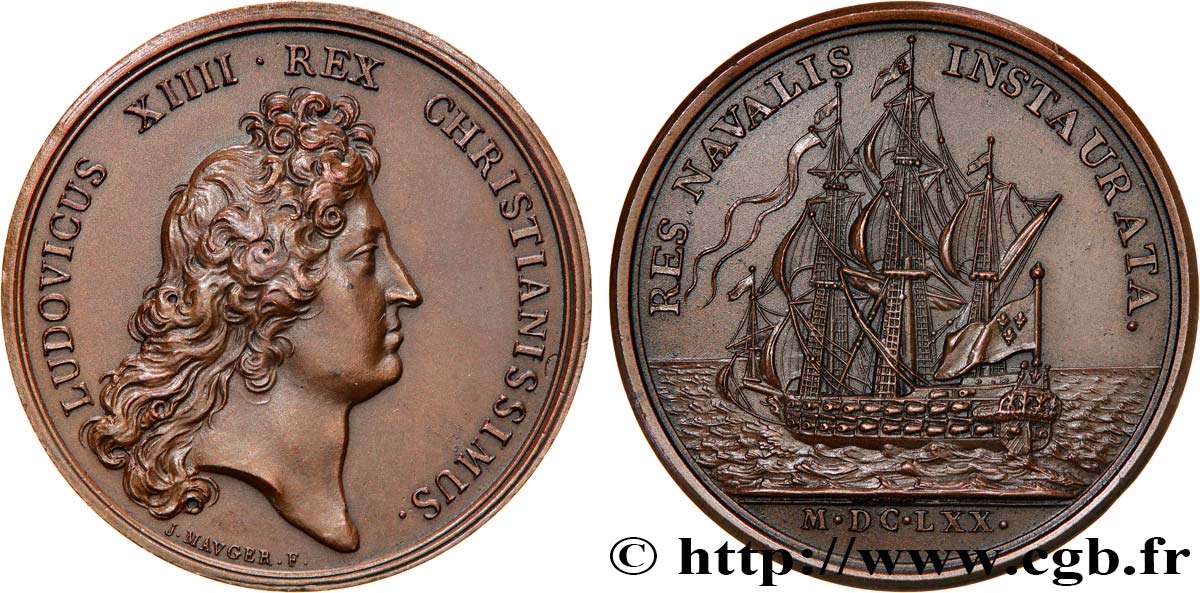 LOUIS XIV  THE SUN KING  Médaille, Marine française, Grande semaine maritime AU