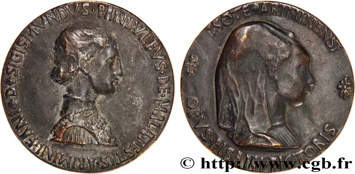 ITALY Médaille, Sigismondo Pandolfo Malatesta et Isotta degli Atti de Rimini XF