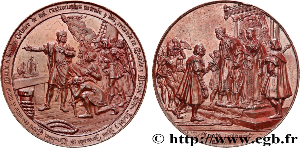 ÉTATS-UNIS D AMÉRIQUE Médaille, Christophe Colomb, quatrième centenaire de la découverte des Amériques TTB