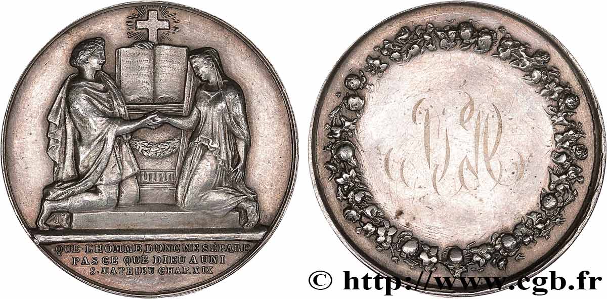 LOVE AND MARRIAGE Médaille de mariage, Evangile de St Mathieu AU/XF